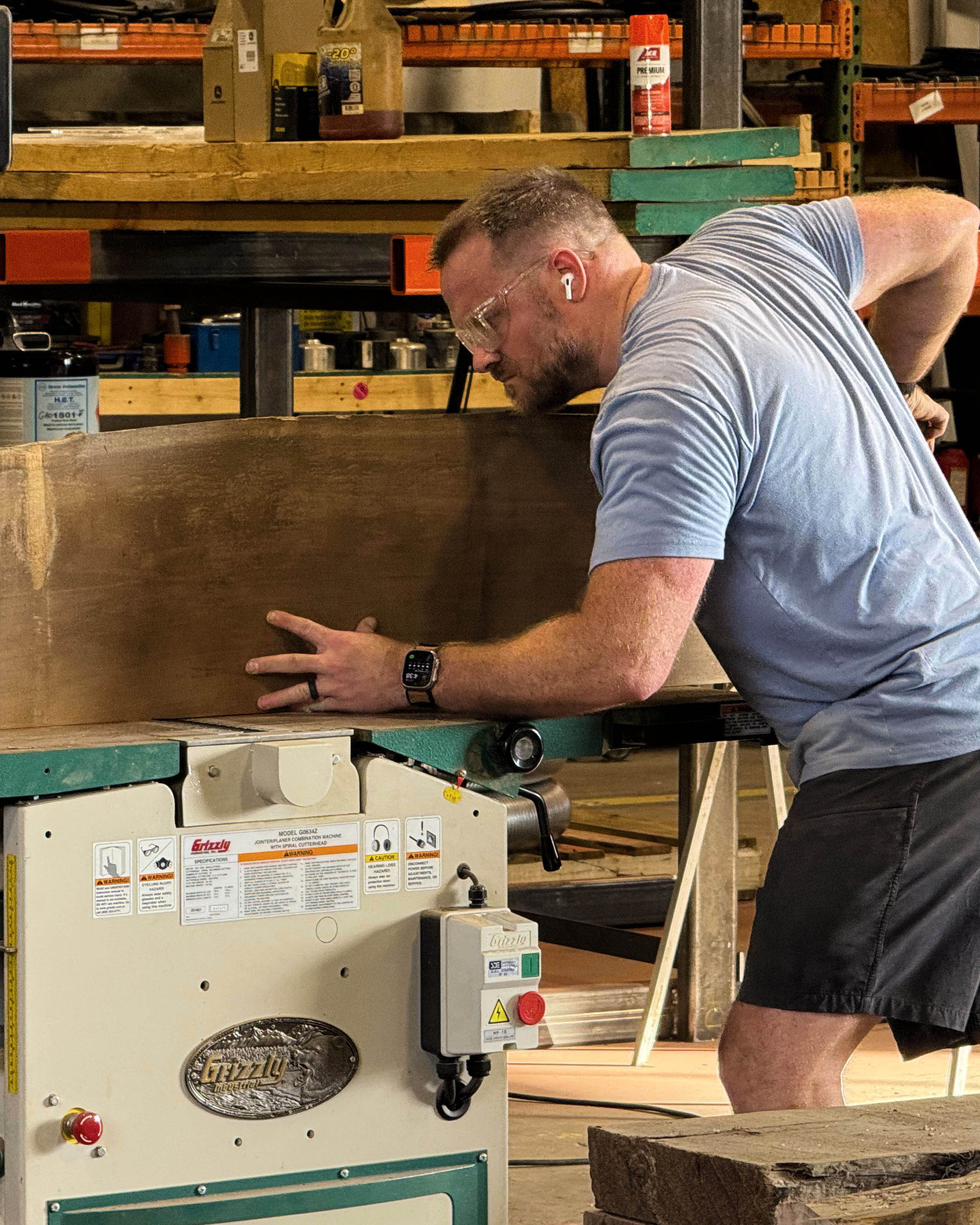 Cole Fisher, maker, in the Wood Sugar Company workshop in Chapin, South Carolina