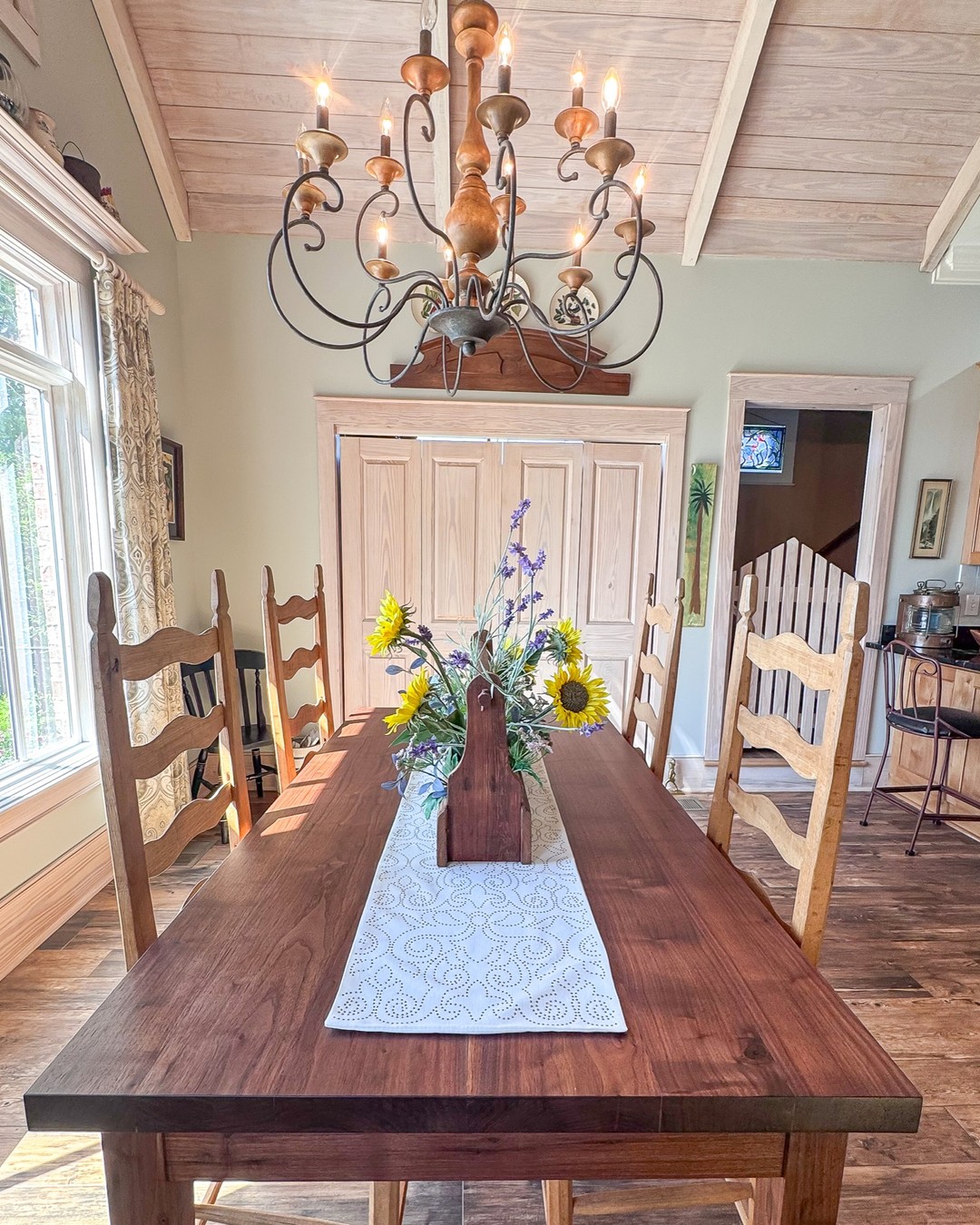 Finished solid walnut dining table