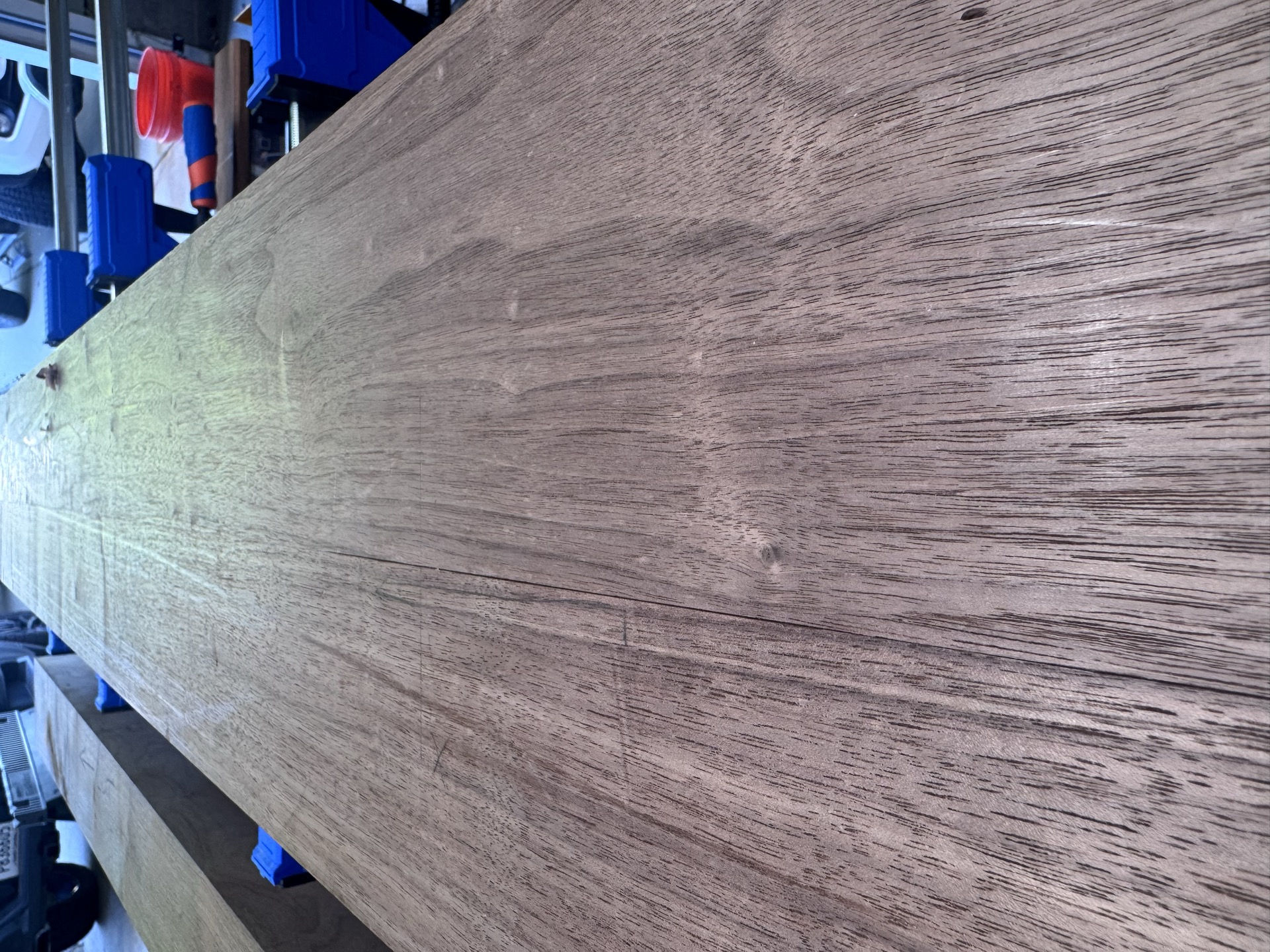 Close-up of walnut grain showing the rich character of locally sourced hardwood